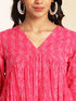 Pink Cotton Woven Design Gathered Kurta